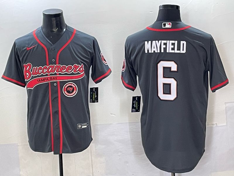 Men 2025 Tampa Bay Buccaneers 6 Mayfield Grey Joint Name Nike Limited NFL Jersey style 06
